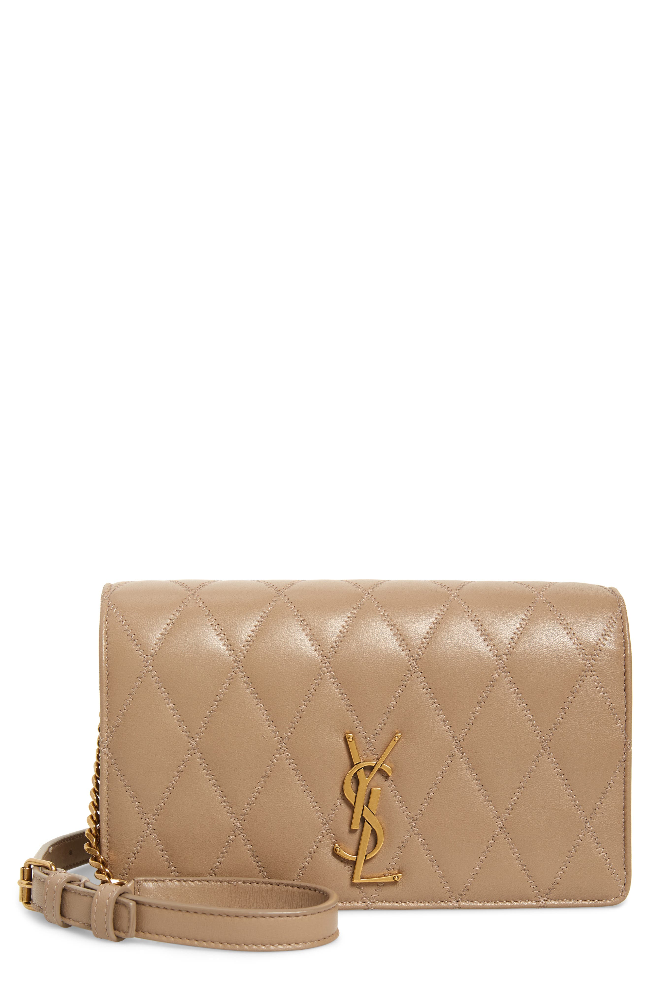 Saint Laurent Angie Quilted Lambskin Leather Crossbody Bag, Main, color, 