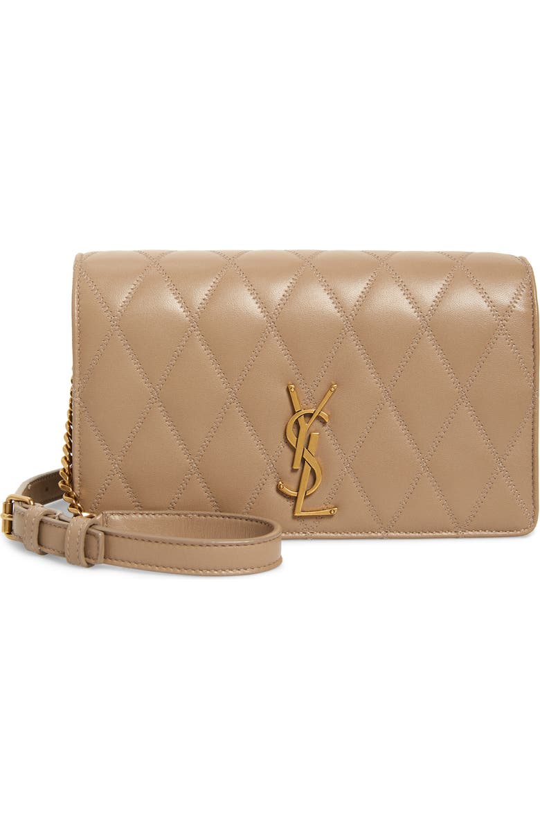 Saint Laurent Angie Quilted Lambskin Leather Crossbody Bag, Main, color,