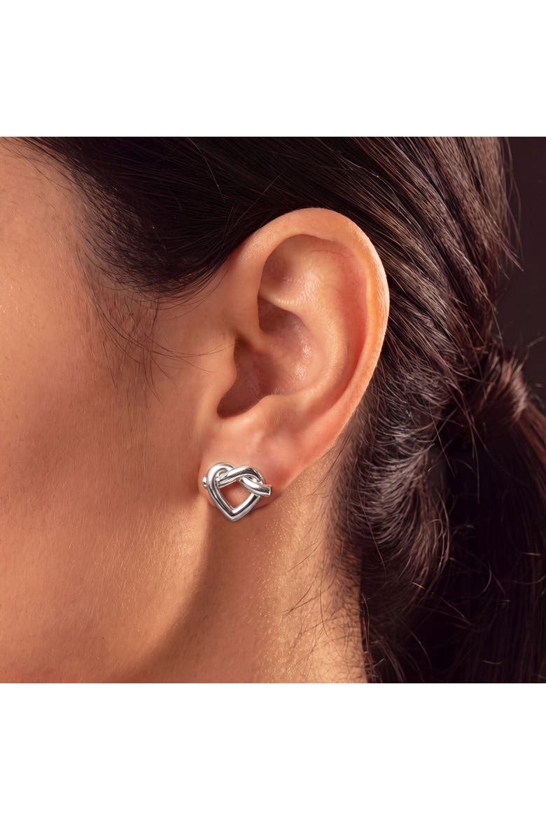 Heart Knot Stud Earrings, Alternate, color, Sterling Silver