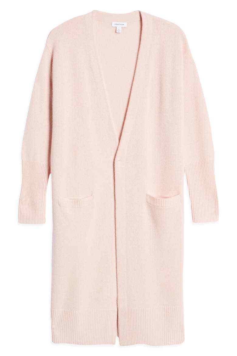 Longline Wool & Cashmere Cardigan, Alternate, color, PINK LOTUS