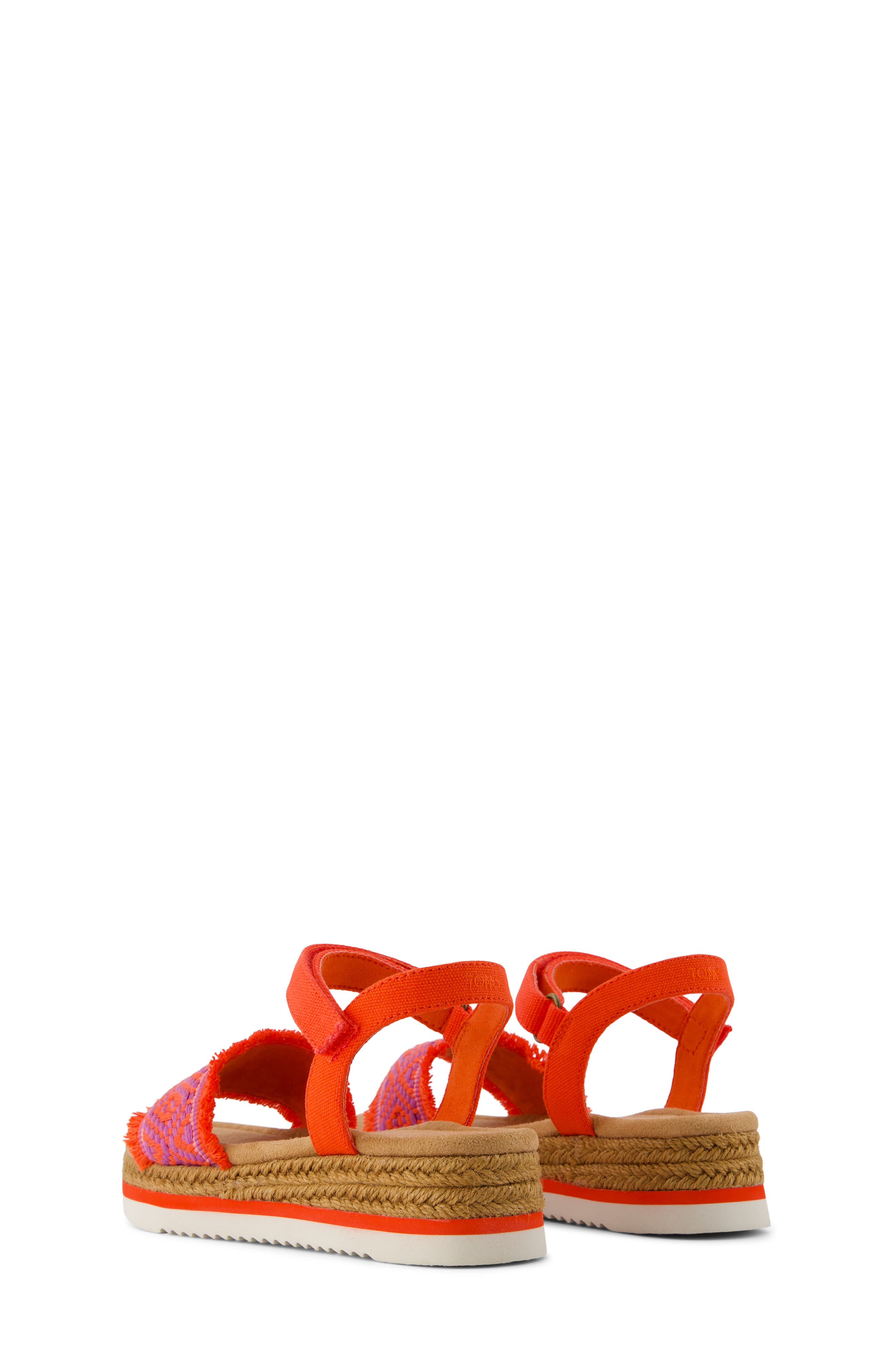 TOMS Kids' Diana Ankle Strap Espadrille Platform Wedge Sandal, Alternate, color, Bright Red