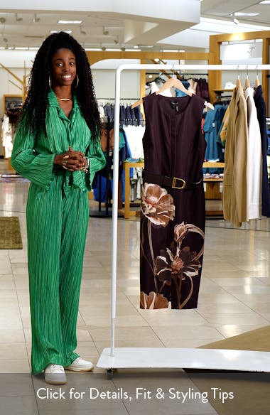 Donna Karan New York Belted Sleeveless Floral Sheath Dress (Women ...
