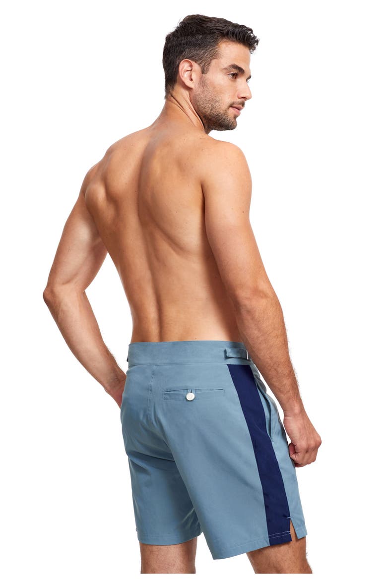 Vacation Mode 9" swim shorts, Alternate, color, GREY NAVY