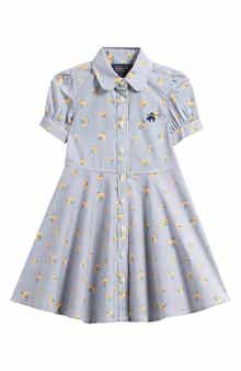 Brooks Brothers Kids' Sunflower Puff Sleeve Shirtdress