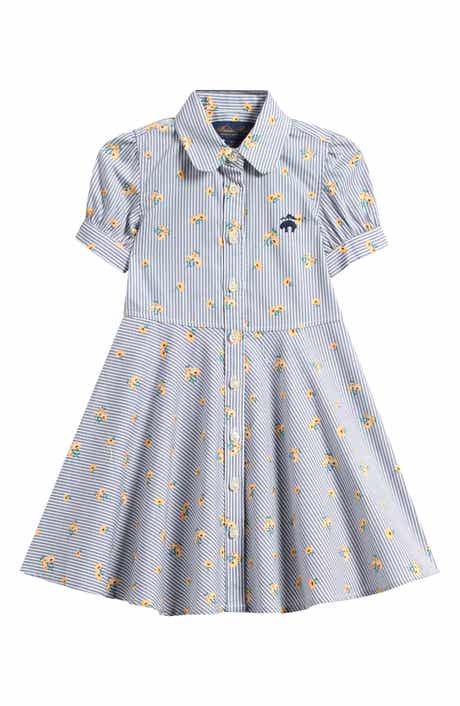 Brooks Brothers Kids' Sunflower Puff Sleeve Shirtdress