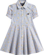 Brooks Brothers Kids' Sunflower Puff Sleeve Shirtdress