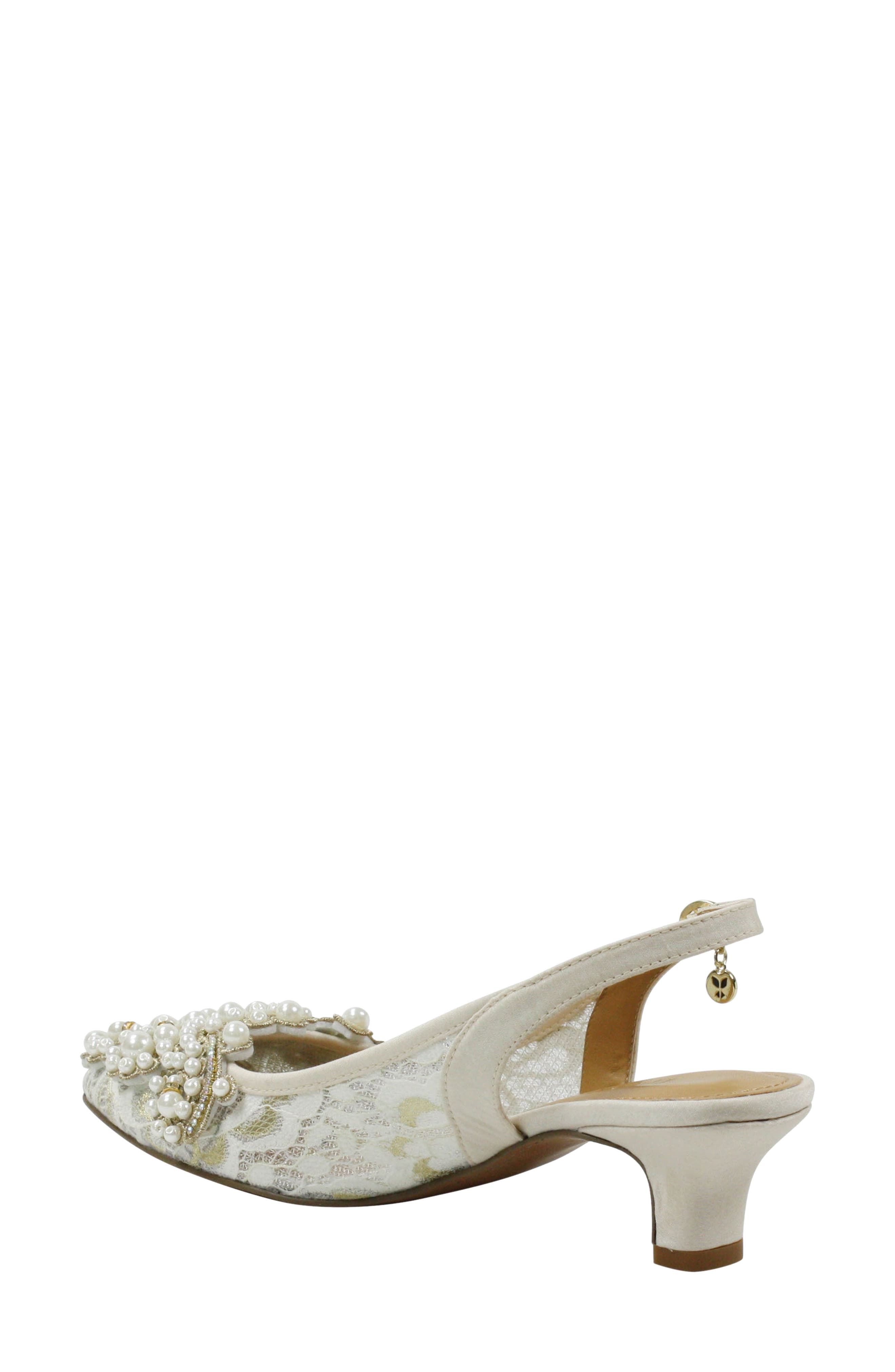 Strovanni Slingback Pump, Alternate, color, IVORY/GOLD FLORAL LACE