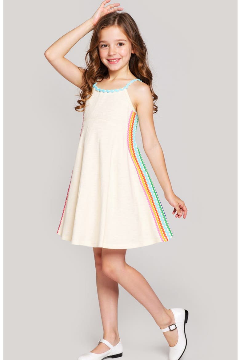 Kids' Rickrack Fit & Flare Dress, Alternate, color, IVORY MULTI