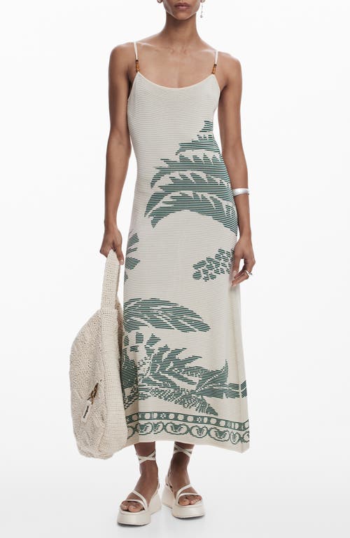Desigual Palm Jacquard Sweater Dress In Light Beige