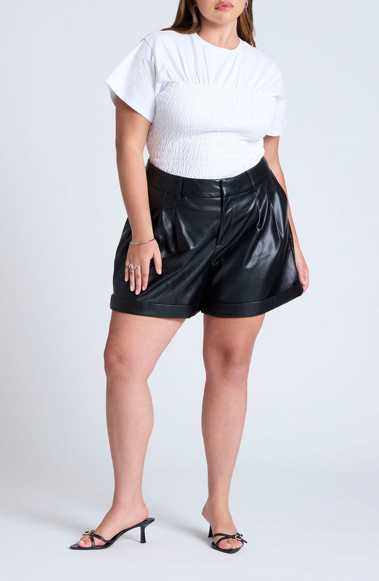 ELOQUII Cotton Smocked T-Shirt, Alternate, color, 