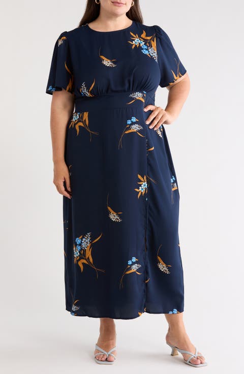 Dusk Bloom Floral Fit & Flare Midi Dress