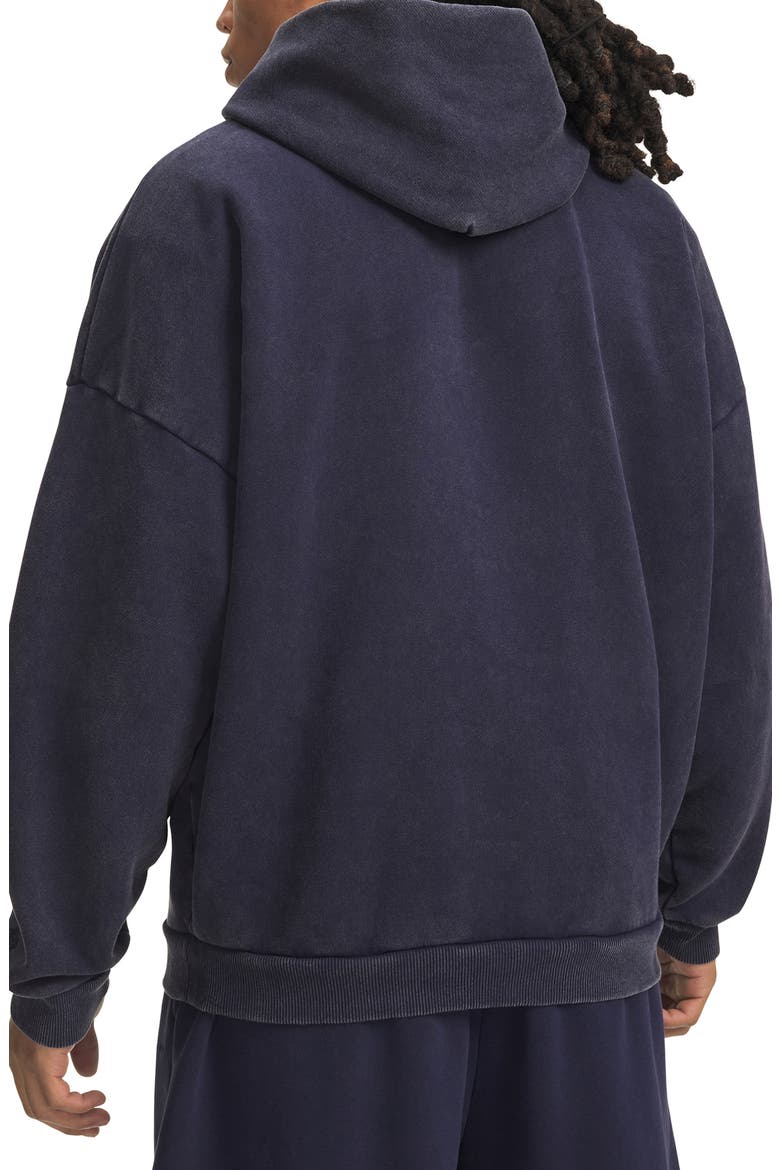 UA Icon Heavyweight Fleece Washed Hoodie, Alternate, color, MIDNIGHT NAVY BLUE/ WHITE