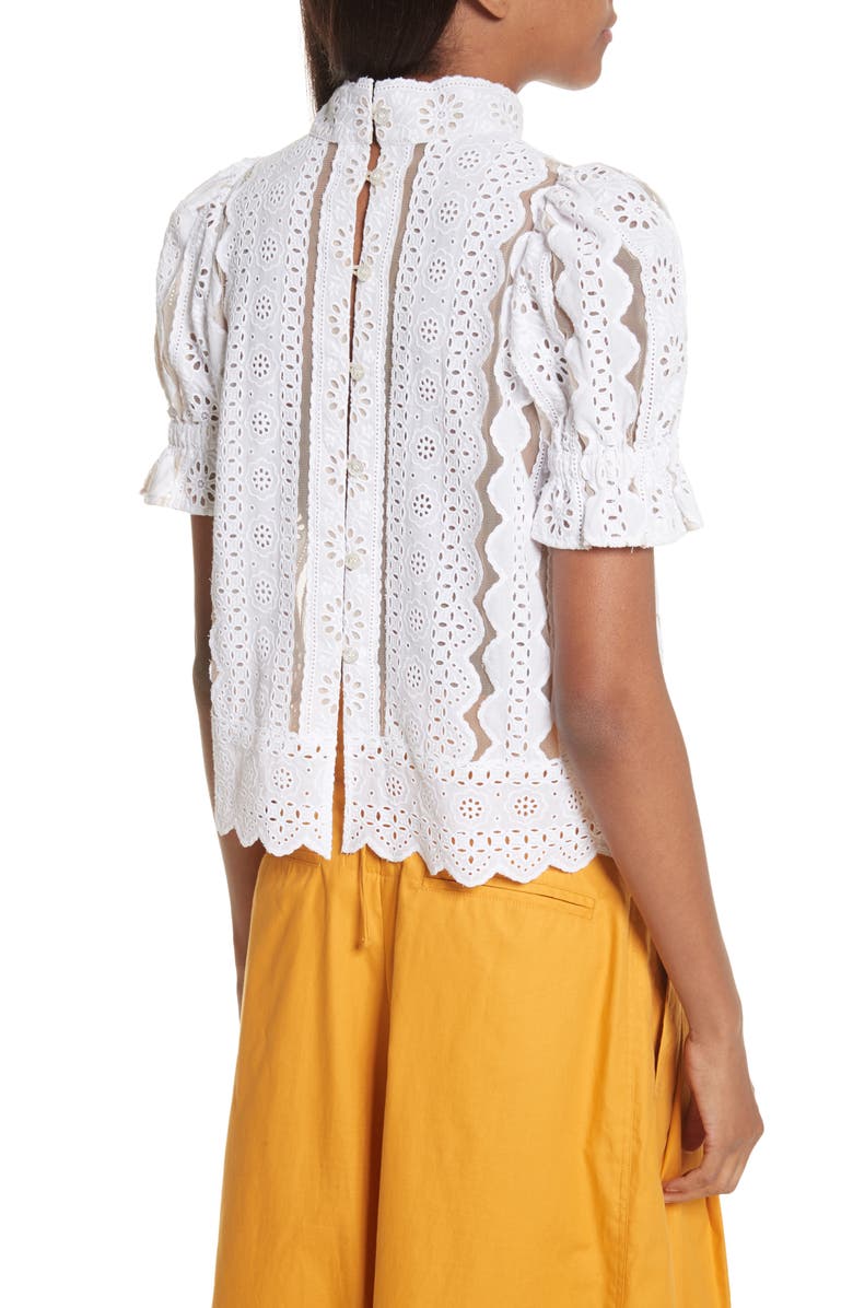 Sea Luna Cotton Eyelet Top, Alternate, color,