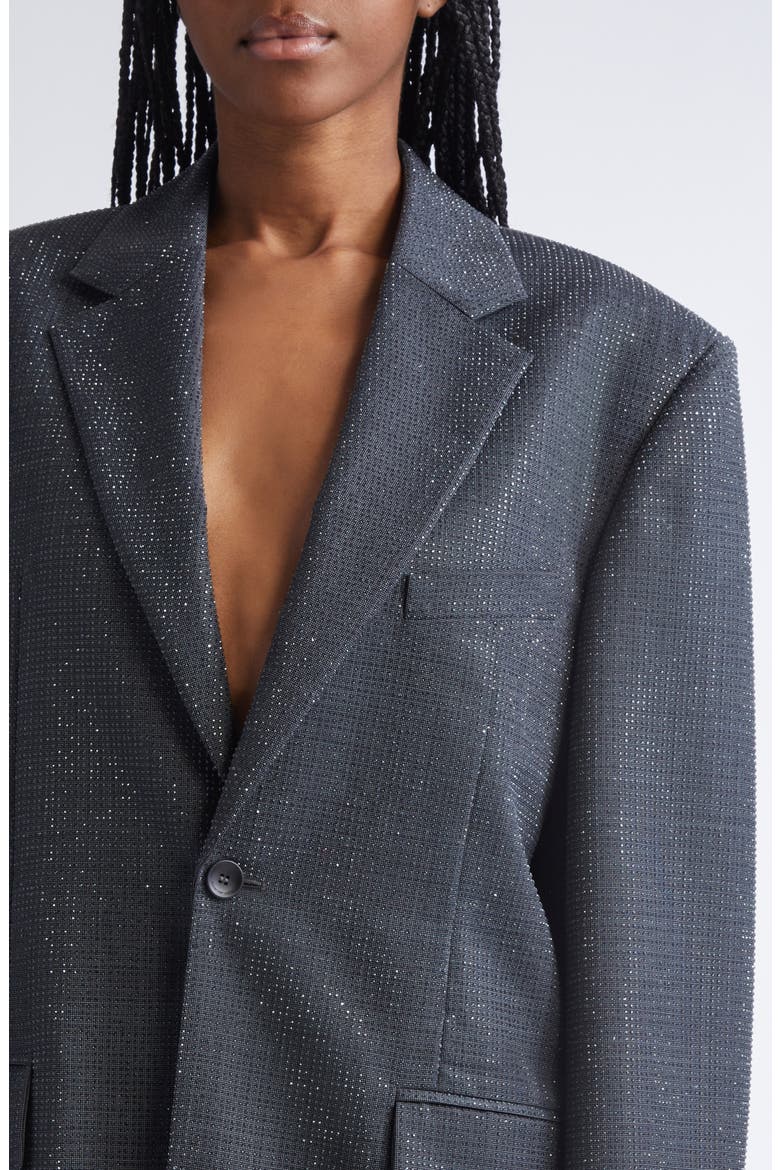 Hotfix Crystal Oversize Blazer, Alternate, color, GREY
