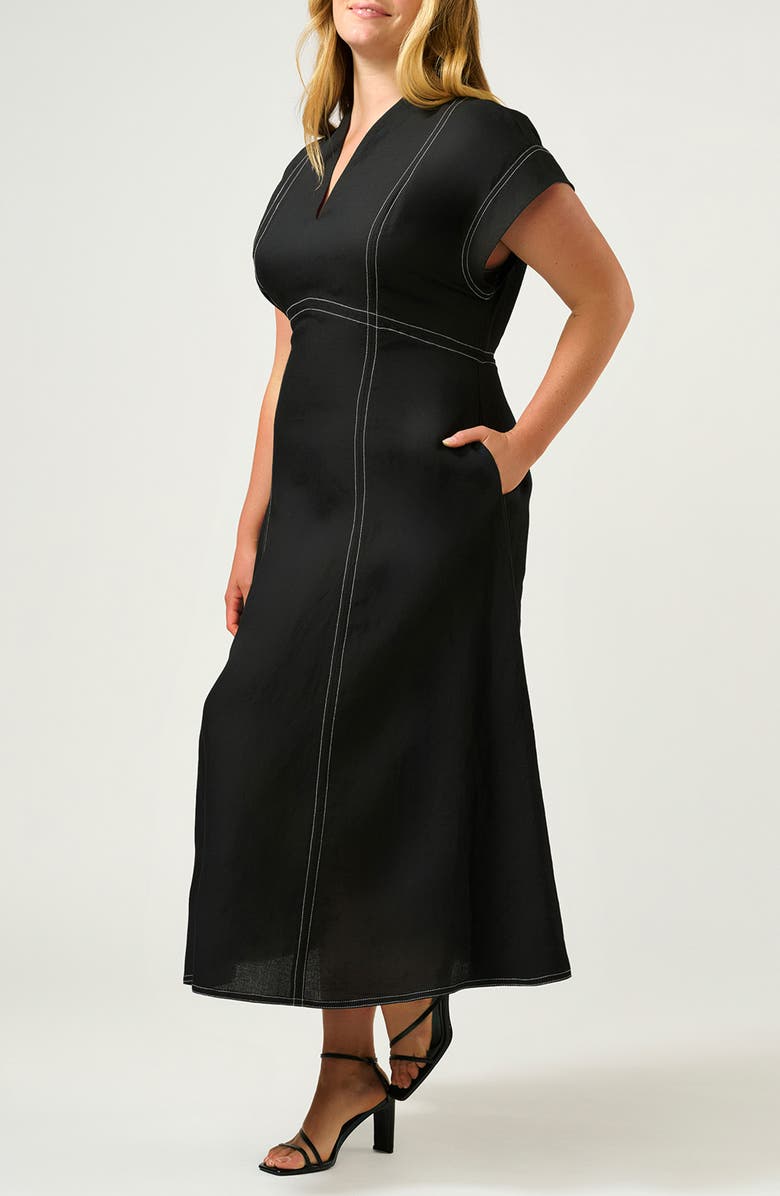 Estelle Arden Linen Blend Empire Waist Dress, Alternate, color, 