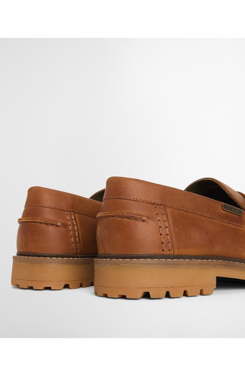 Barbour Pumice Moc Toe Penny Loafer In Cognac