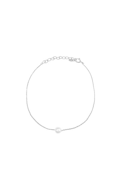 Bearfruit Jewelry Sterling Silver 18k Gold Plated Abby Single Cultured Pearl Bracelet In Silver