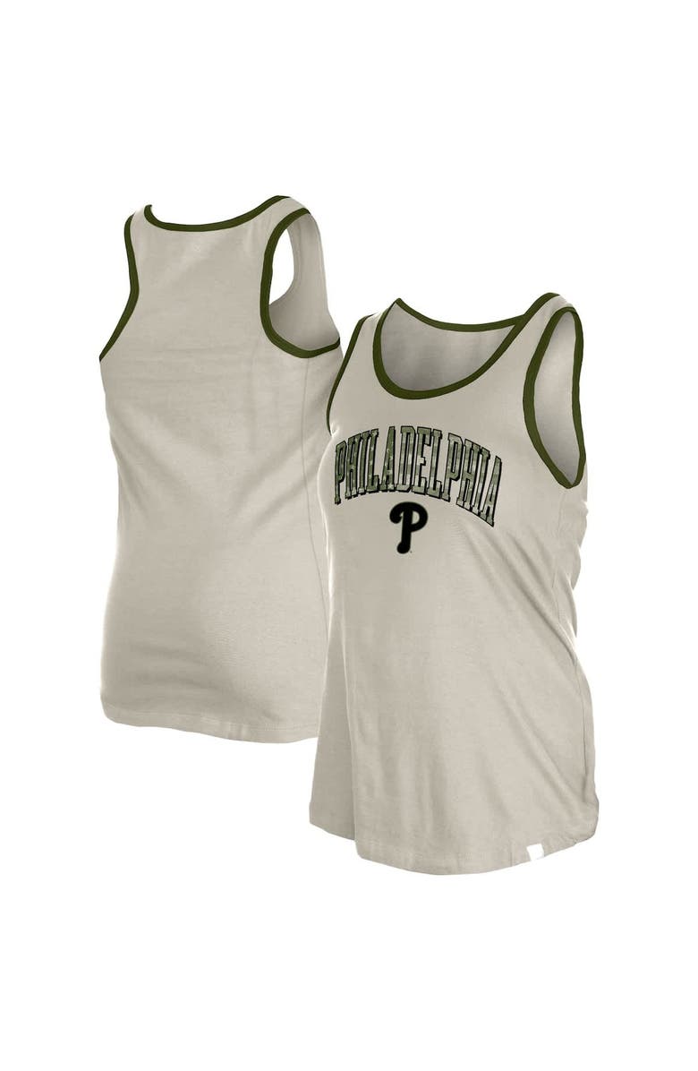 New Era Women's New Era  Cream Philadelphia Phillies Armed Forces Tank Top, Main, color, Khaki