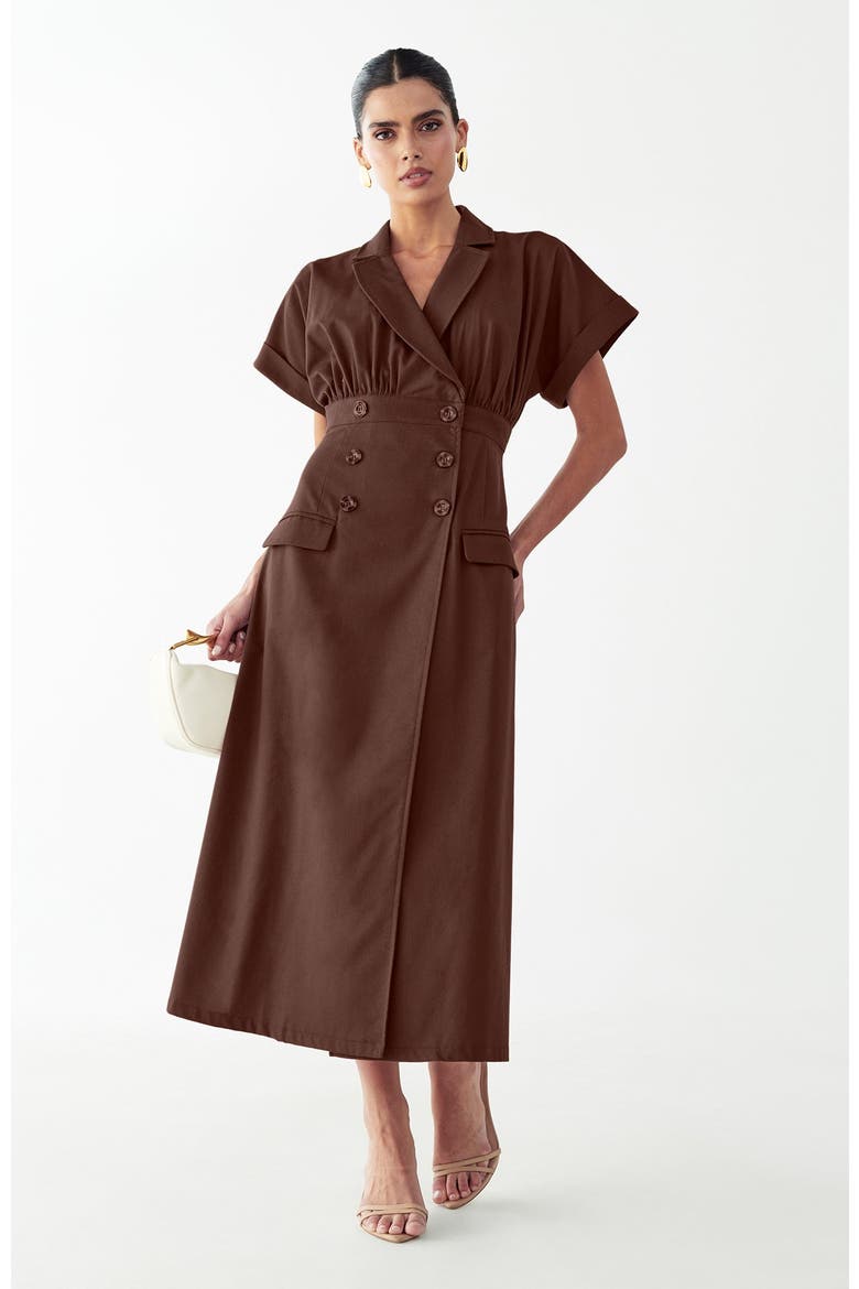 Elsie Midi Dress, Main, color, Chocolate