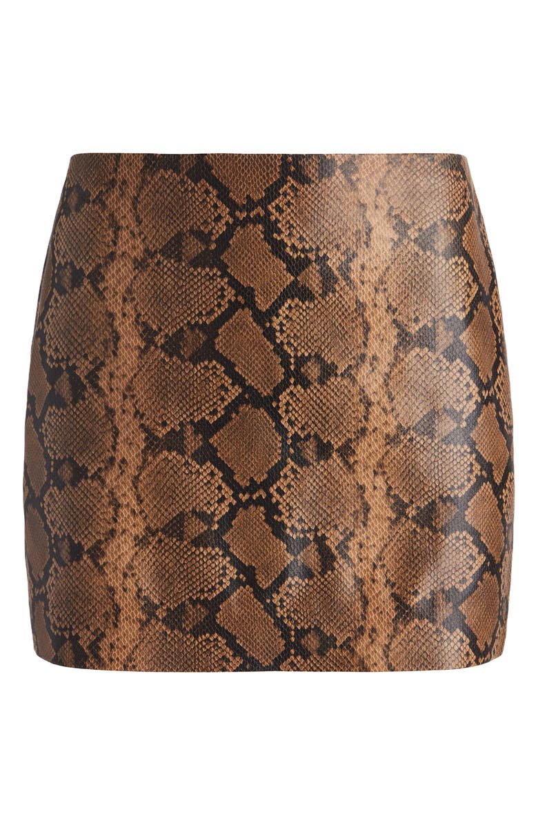 Alice + Olivia Elana Snakeskin Print Faux Leather Miniskirt, Alternate, color,