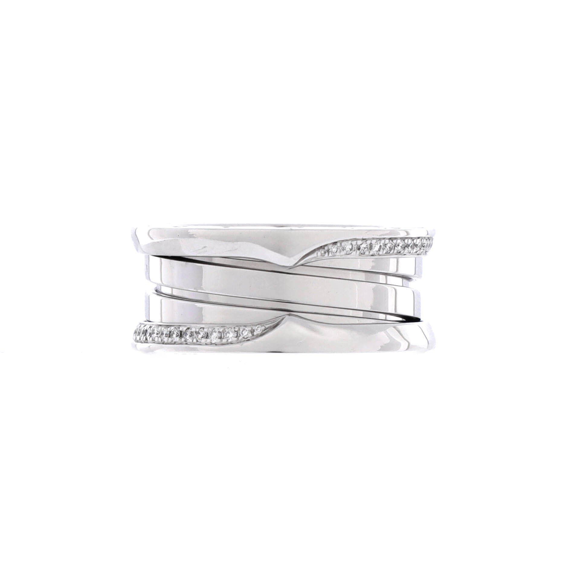 B.Zero1 Three Band Ring 18K White Gold with Diamonds, Main, color, Metallic Gold