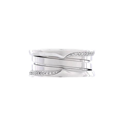 B.Zero1 Three Band Ring 18K White Gold with Diamonds