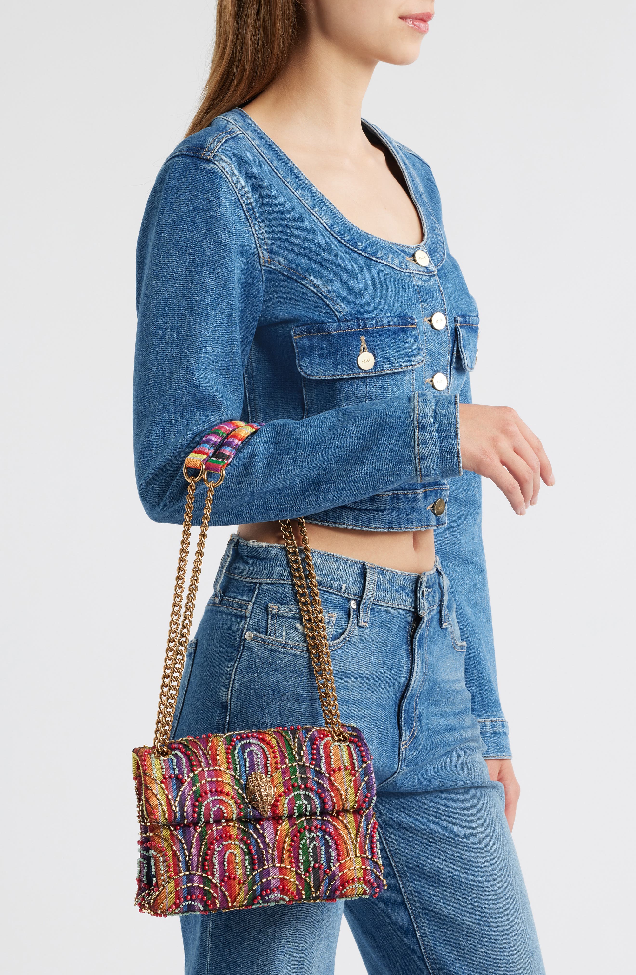 Kurt Geiger London Medium Soft Kensington Convertible Shoulder Bag, Alternate, color, Rainbow Multi