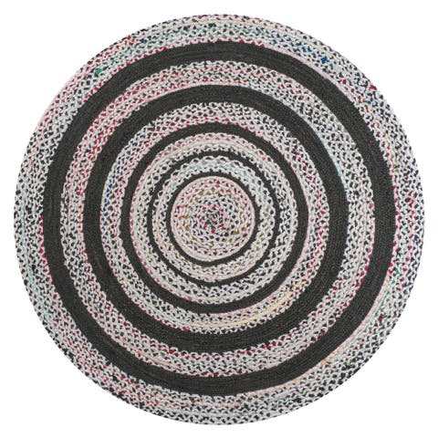 Abyss Braided Bohemian Coastal Round Jute Round Area Rug