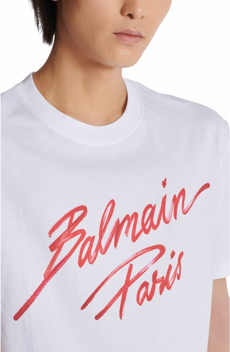 Balmain T-Shirt With Balmain Lipstick Print, Alternate, color, Red