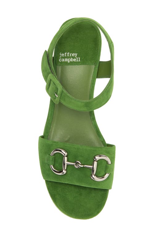 Jeffrey Campbell Timeless 2 Platform Sandal In Green Suede Silver