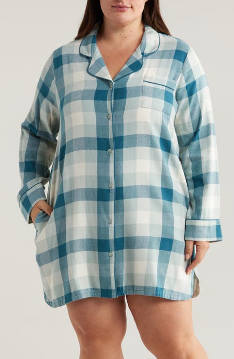 Cozy Cotton Blend Flannel Nightshirt (Plus)