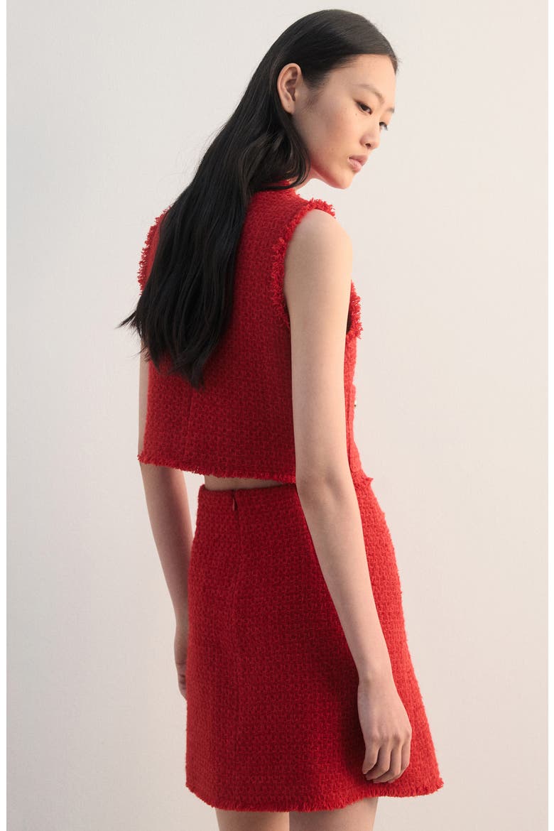 Tweed Miniskirt, Alternate, color, RED