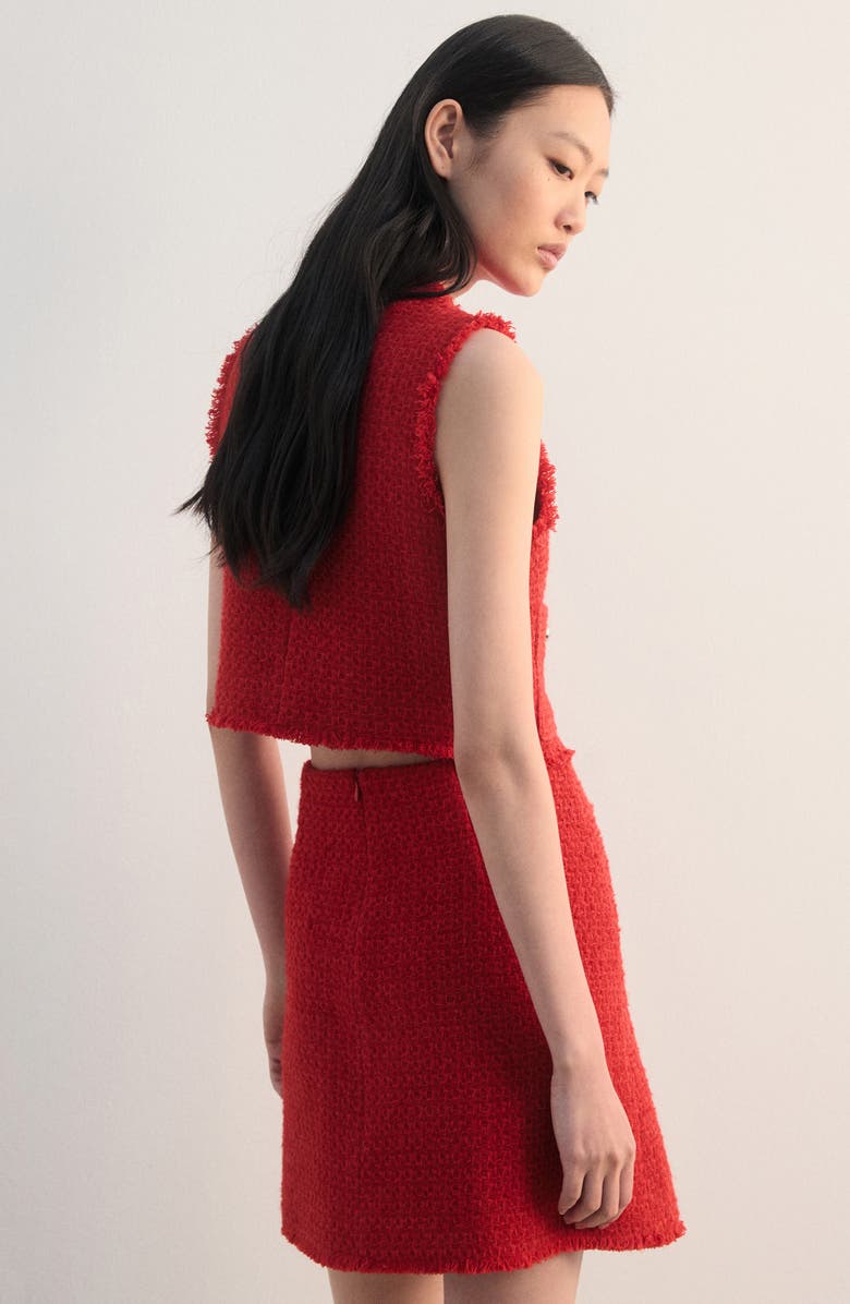 MANGO Tweed Miniskirt, Alternate, color, Red