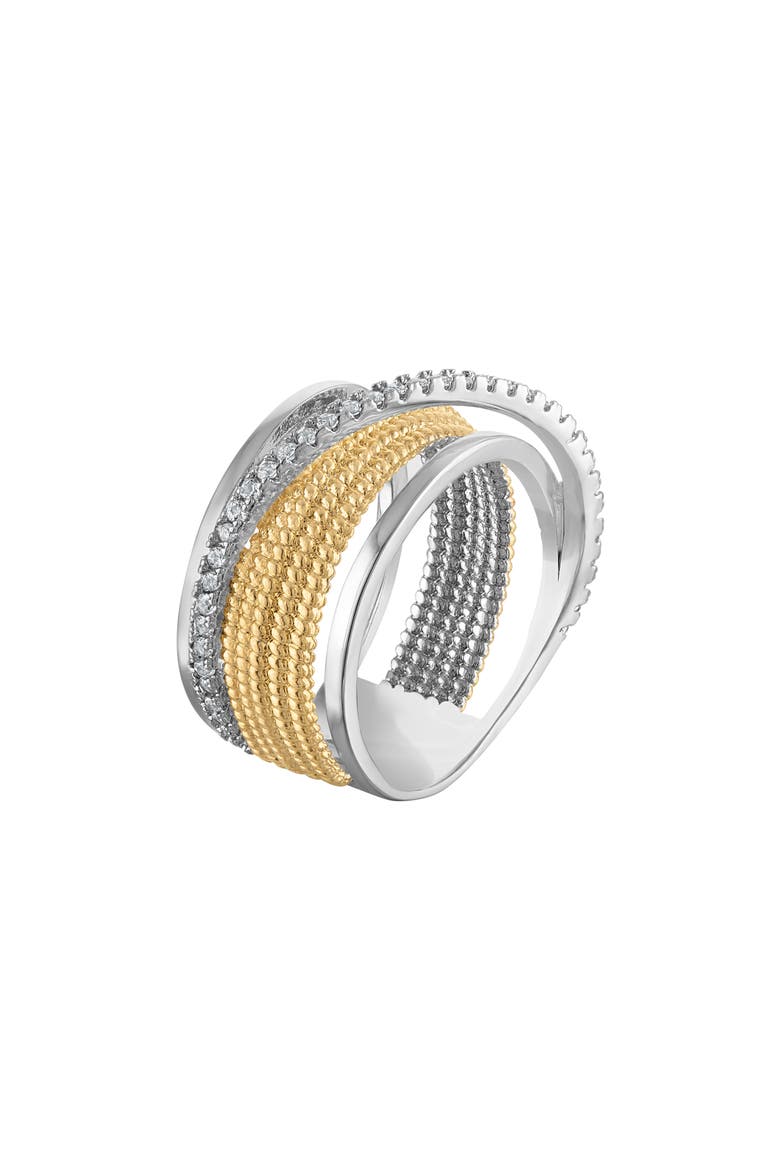 Lab Created White Sapphire Multi Band Ring, Alternate, color, TWO TONE