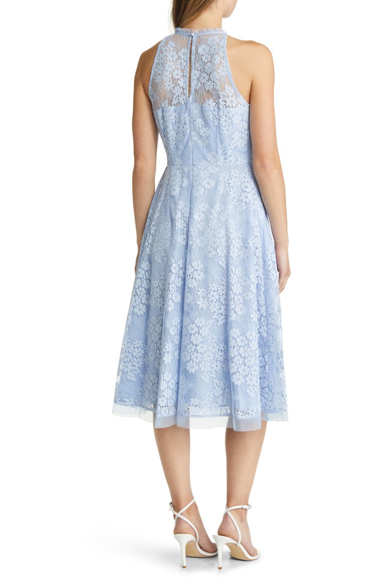 Halter Neck Lace Midi Dress, Alternate, color, BLUE