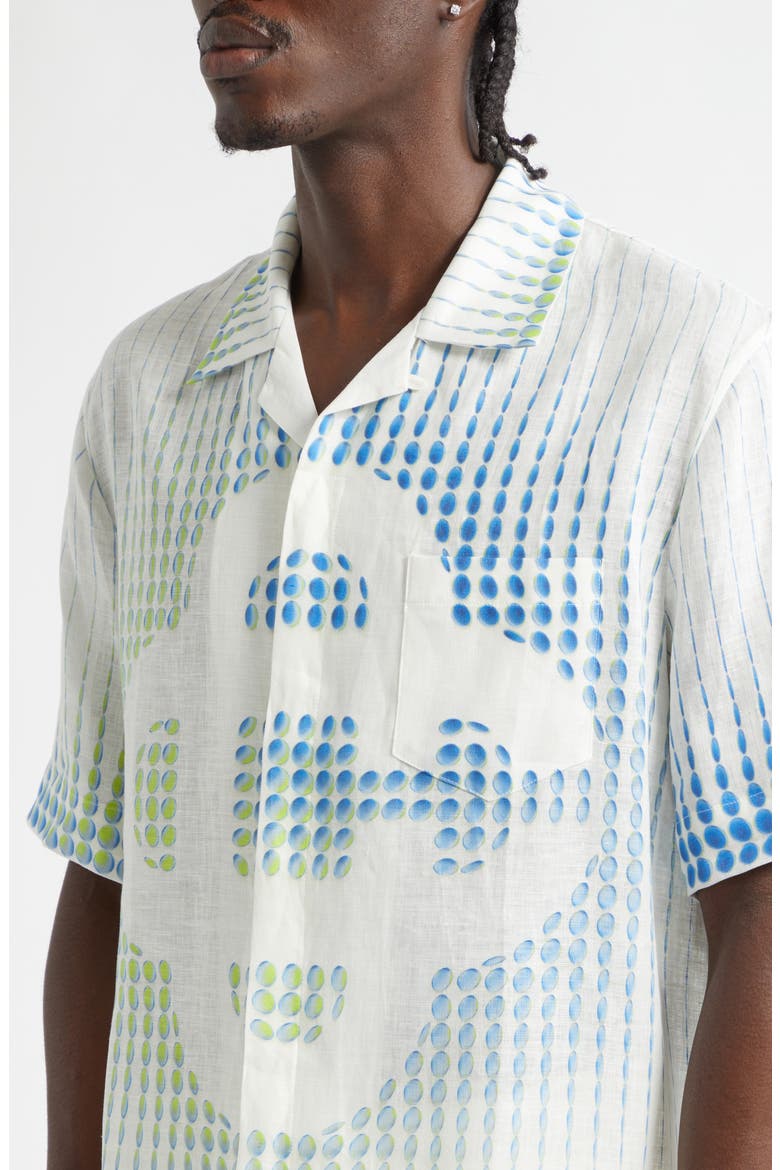 Dots Linen Camp Shirt, Alternate, color, DOTS
