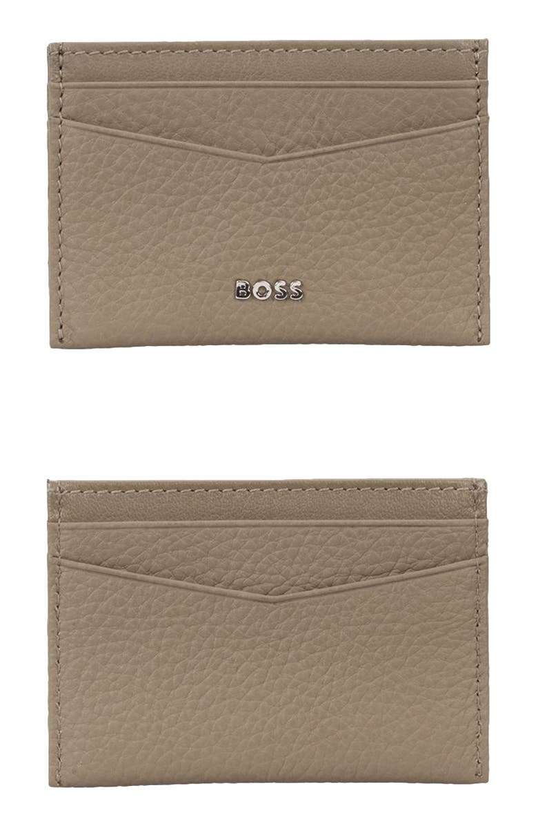 HUGO New Crosstown Leather Card Case, Main, color, Open Brown