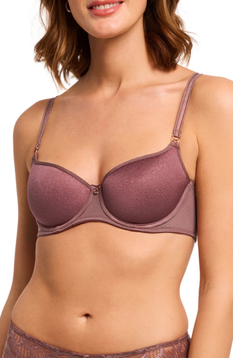 Montelle Intimates Metallic Underwire Spacer Balconette Bra, Main, color, Woodrose