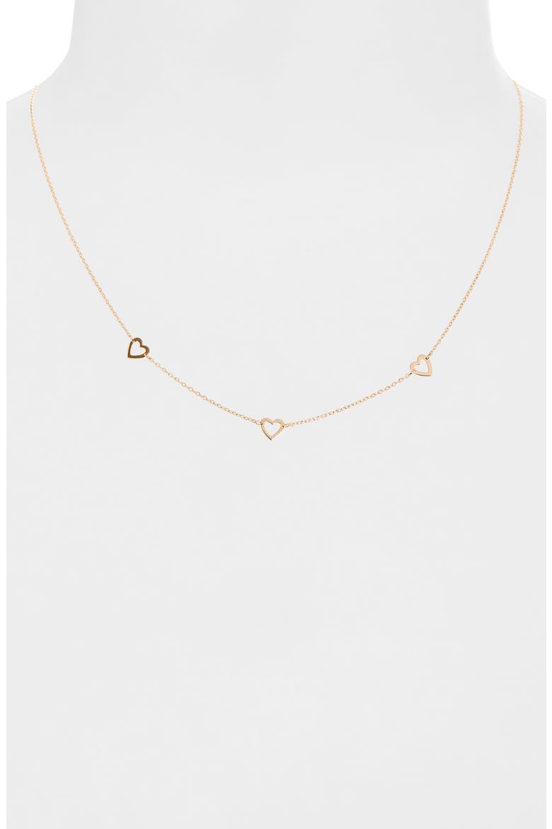 14K Gold Heart Station Necklace (Nordstrom Exclusive), Alternate, color, 14K YELLOW GOLD