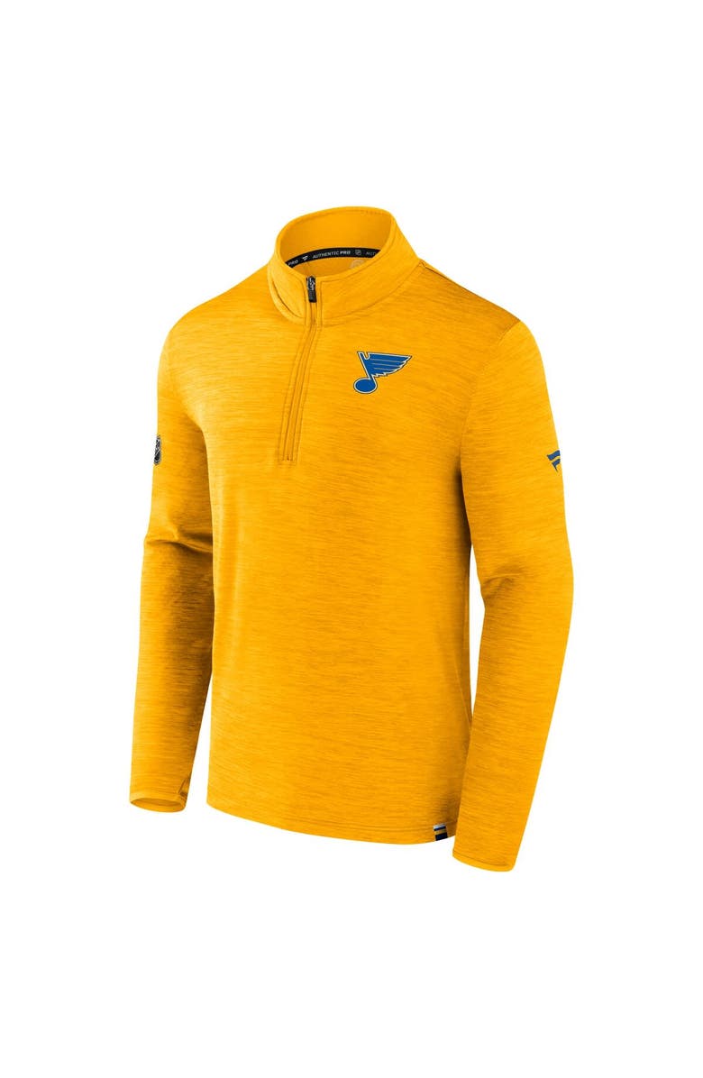 FANATICS Men's Fanatics Heather Gold St. Louis Blues Authentic Pro Quarter-Zip Top, Alternate, color,