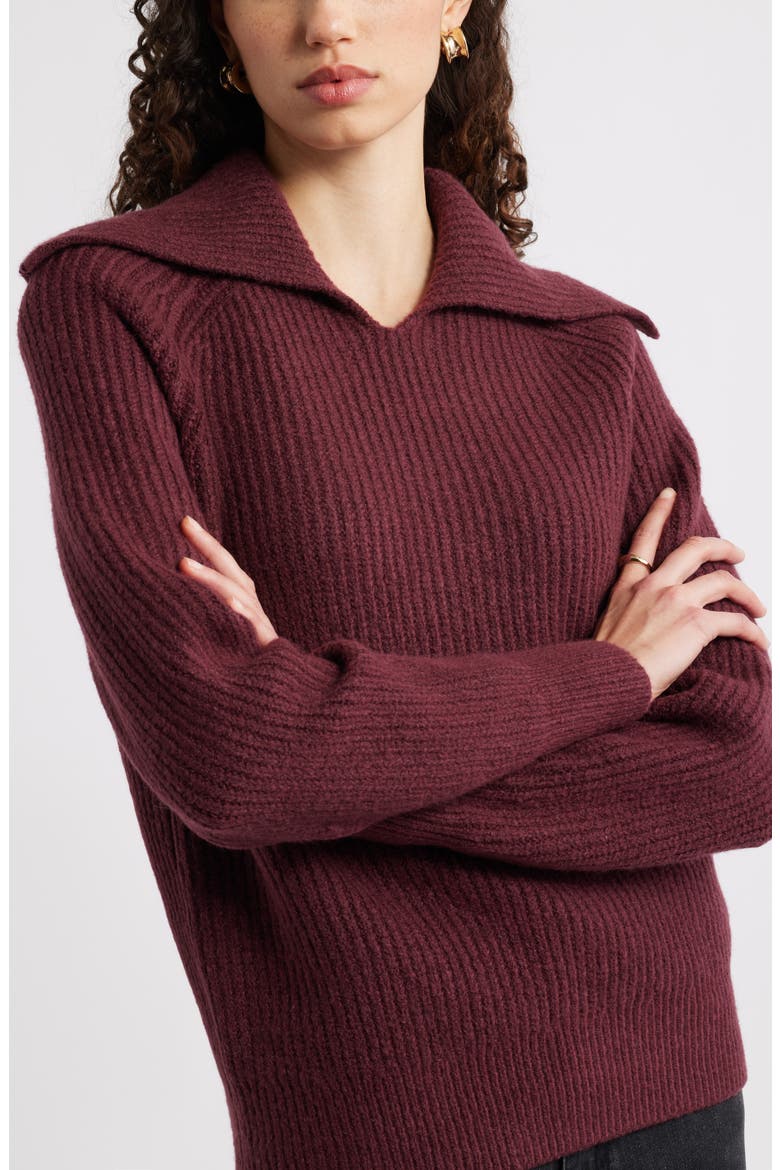 Rib Sailor Collar Sweater, Alternate, color, BURGUNDY ROYALE