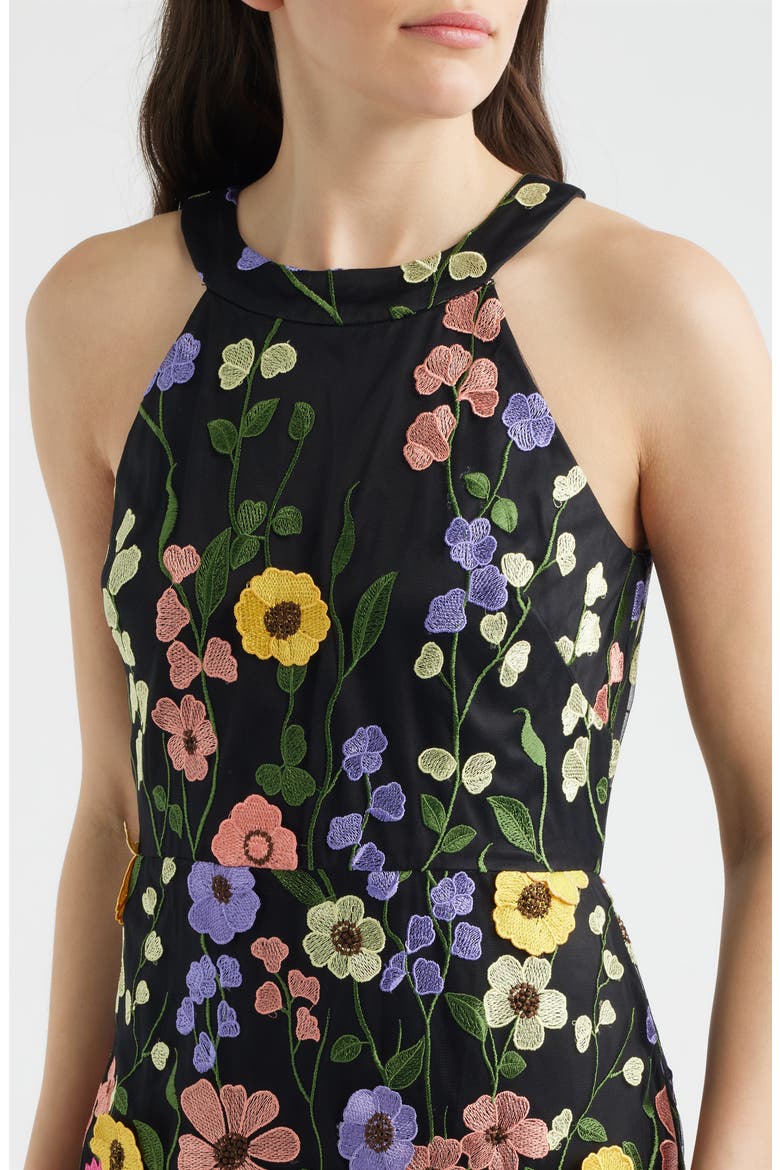 3D Floral Embellished Cocktail Dress, Alternate, color, BLACK MULTI