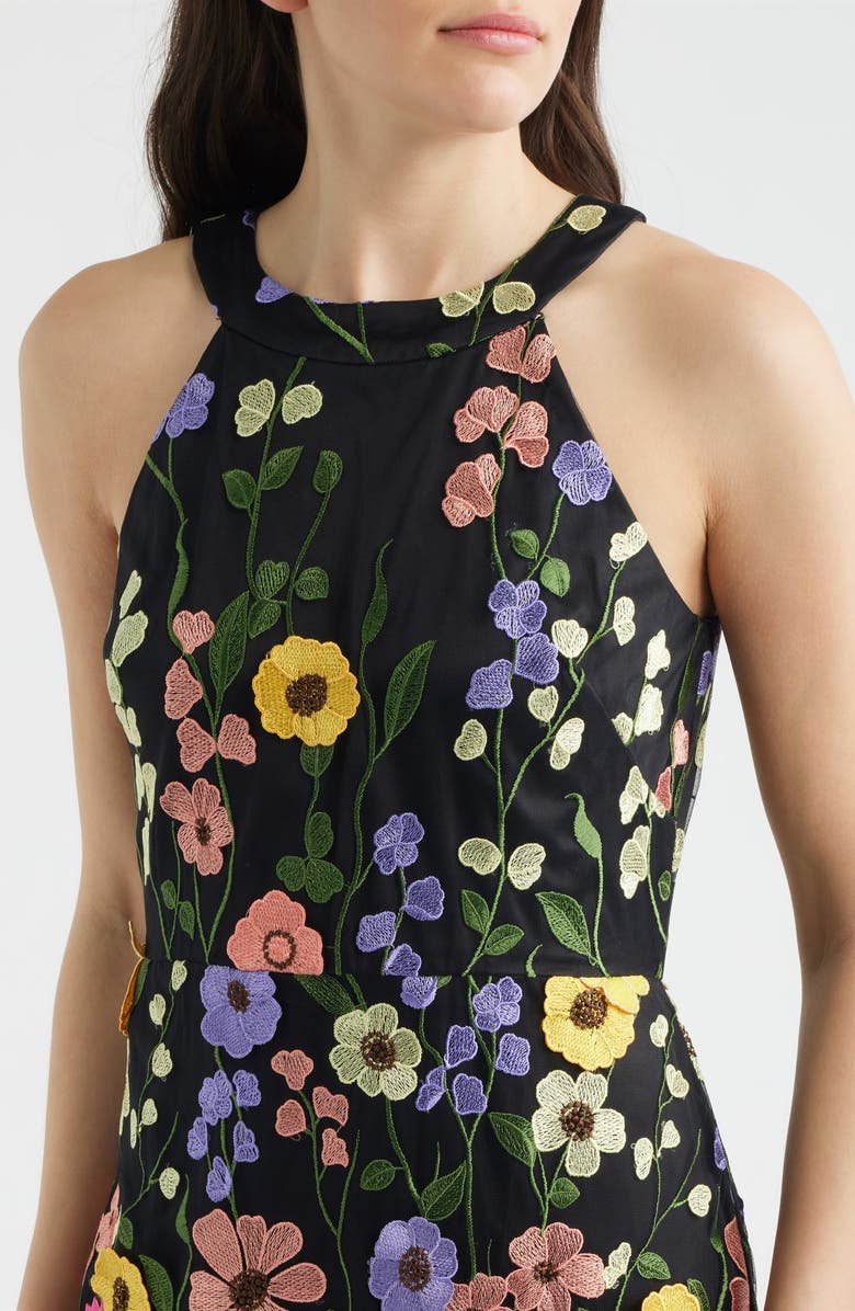 Eliza J 3D Floral Embellished Cocktail Dress, Alternate, color, Blck Multi