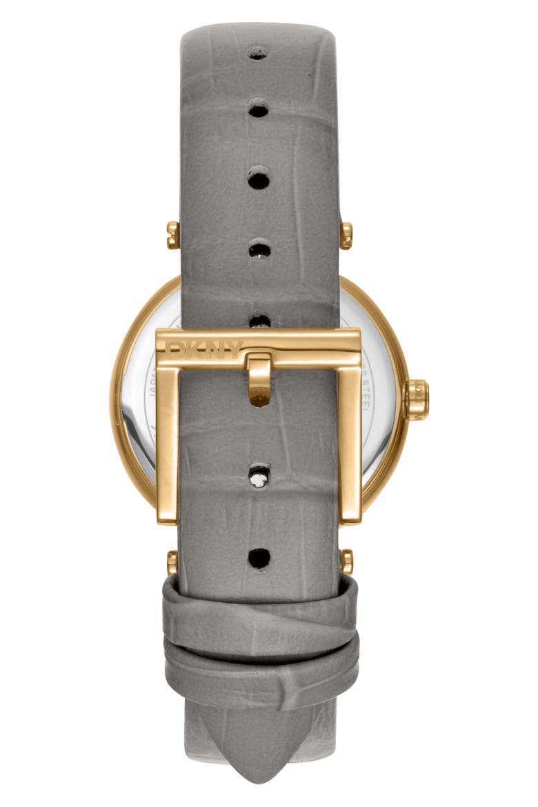 Croc Embossed Leather Strap Watch, Alternate, color, GREY