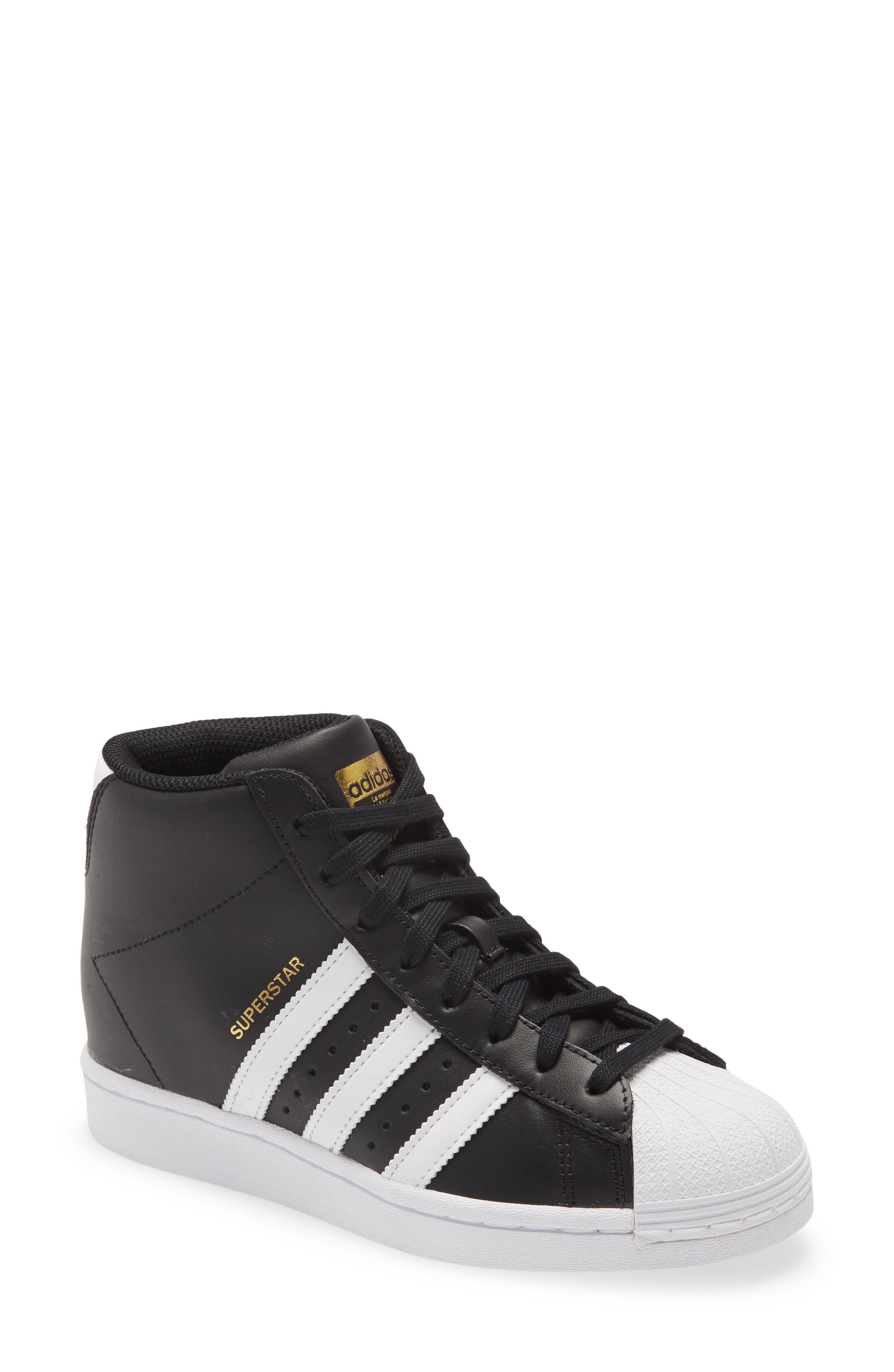 Superstar Up Hidden Wedge Sneaker, Main, color, BLACK/ WHITE/ GOLD