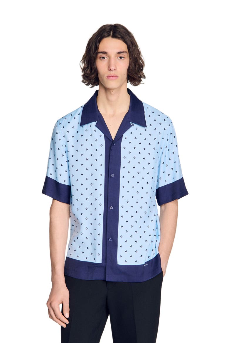 Micro cross motif shirt, Alternate, color, Sky blue