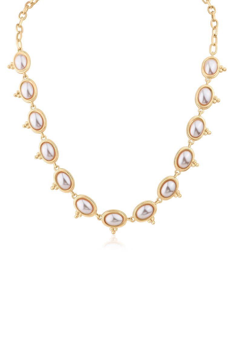 Faux Pearl Frontal Necklace (Nordstrom Exclusive), Main, color, WHITE/ GOLD