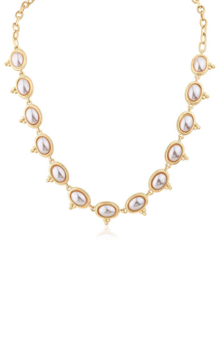 JARDIN Faux Pearl Frontal Necklace, Main, color, 