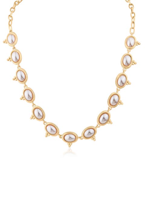 Faux Pearl Frontal Necklace