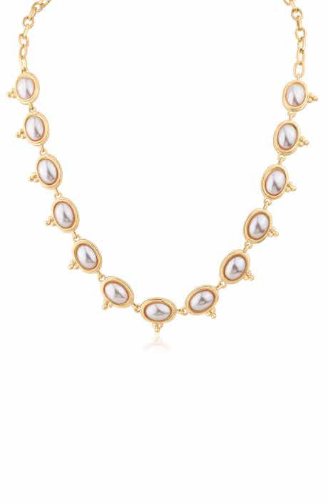 JARDIN Faux Pearl Frontal Necklace